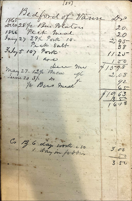 All of the sharecropper accounts are from post emancipation/post Civil War (1865). Notice the titles “Bedford of Vann” (the possessive). These accounts provide insights into the lives of the formerly enslaved people at the Vann plantation (for example, their diet and work).