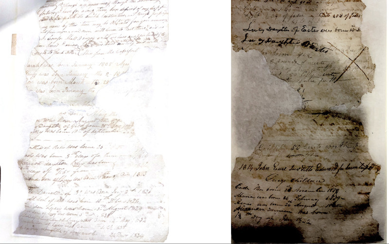 Figure 5. List of births located on loose pages in the John Vann Papers at the North Carolina State Archives. They include birthdates for people born in captivity on the Vann plantation in the 1810s and 1820s. 