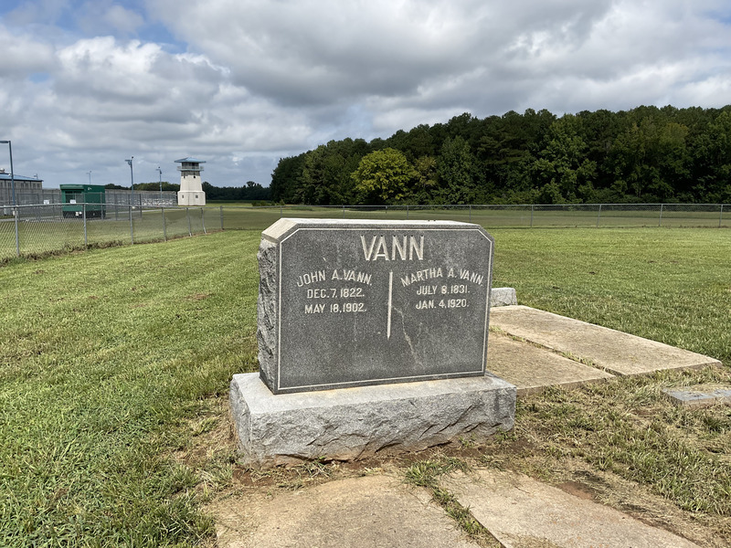 Rear view of the tombstones of John A. Vann (1822-1902) and Martha A. Vann (1831-1920)
