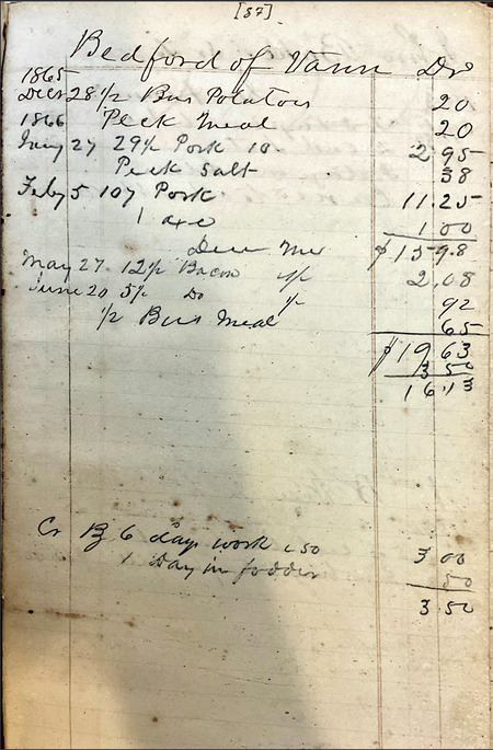 All of the sharecropper accounts are from post emancipation/post Civil War (1865). Notice the titles “Bedford of Vann” (the possessive). These accounts provide insights into the lives of the formerly enslaved people at the Vann plantation (for example, their diet and work).