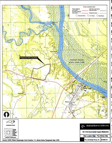 Map of the proposed prison site from a Department of Justice Environmental Impact Report 